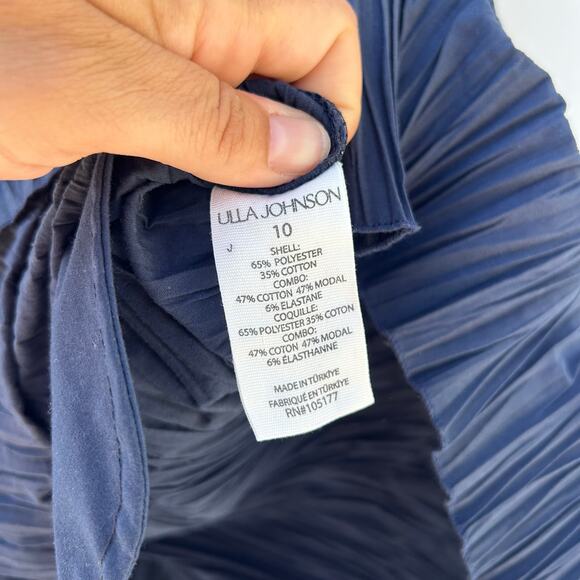 New Ulla Johnson Virginia Midi Dress Ruffle Shoulders Midnight Navy Blue 10 - Picture 11 of 14